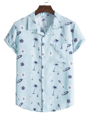 Men's Coconut Palm Graphic Front Pocket Shirt