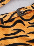 Tiger Print Buckle Bikini
