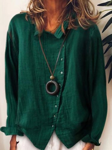 Casual Shirt Collar Long Sleeve Shirts & Tops