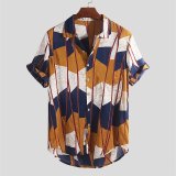 Men's Retro Geometrical Graphic Short Sleeve Shirt