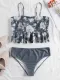 Floral Print Ruffle Hem Sling Bikini