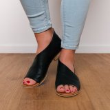*Women's Casual Peep Toe Low Heel Shoes