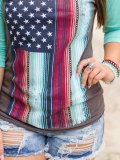 American flag 3/4 Sleeve Casual Shirts & Tops