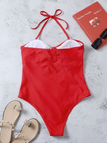 Halter Neck Bowknot One-Piece Swimsuit
