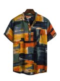 Men's Abstract Painting Graphic Front Pocket Shirt