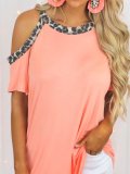 Short Sleeve Casual Leopard Shift Shirts & Tops