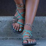2018 Summer Handmade Breathable Bandage Beach Flat Sandals