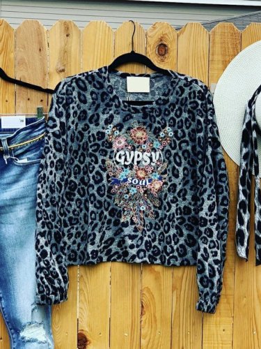 Boho Leopard Sweet Shirts & Tops