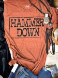 Red Round Neck Casual Letter Cotton-Blend Shirts & Tops