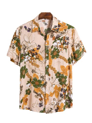 Men's Vintage Floral Print Button Up Shirt
