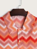 Men's Wavy Stripe Button Short Sleeve Shirt