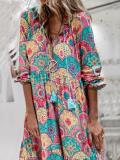 Color Long Sleeve Tribal Dresses
