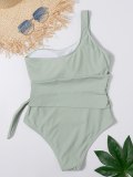 Solid Off Shoulder Belted Wrap Bikini