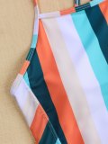Colorful Striped One-Piece Swimwear
