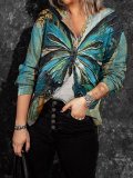 Cotton-Blend Long Sleeve Casual Floral Shirts & Tops