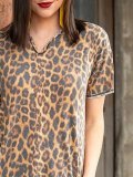 Printed Shift Leopard Short Sleeve Shirts & Tops
