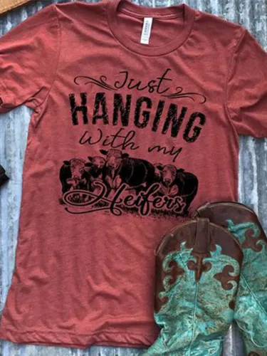 Red Printed Jersey Short Sleeve Shirts & Tops