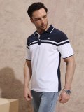 Men's Casual Color Block Striped Polo Shirt