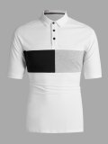 Men's Two Tone Stripe Colorblock Polo Shirt
