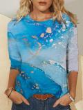 Printed Long Sleeve Crew Neck Casual Shirts & Tops