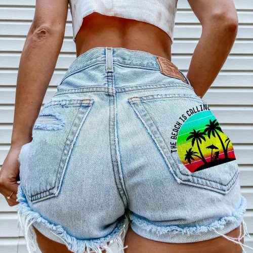 Fashion Wash Blue Jeans shorts vacation