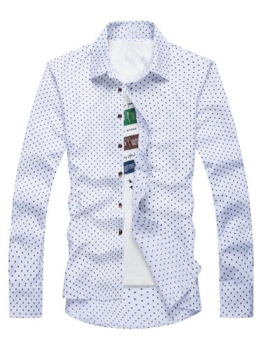 Men's Polka Dot Print Long Sleeve Shirt