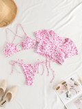 Leopard Print Cinched Three-Piece Bikini