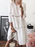 Crew Neck Women Dresses Shift Daily Paneled Plain Dresses