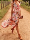 Women Floral Dress V-Neck Holiday Dresses