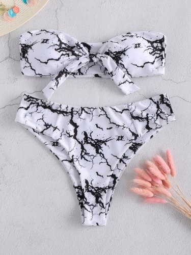 Ink Tie Dye Tie Front Bikini