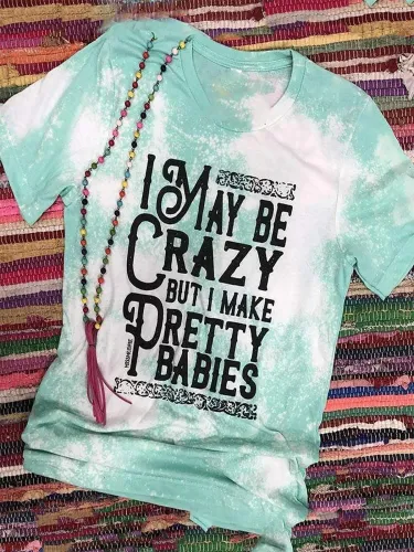 Casual Letter Crew Neck Shirts & Tops