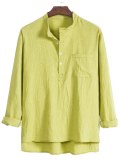 Men's Solid Pocket Notched Collar Button Up Shirt