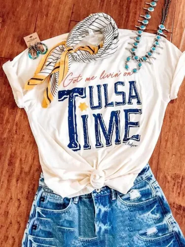 Short Sleeve Casual Cotton-Blend Shift Shirts & Tops