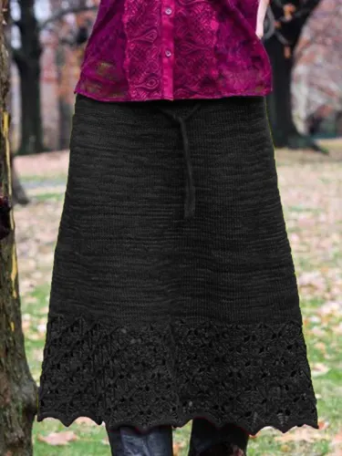 Cotton-Blend Casual Plus Size Skirts