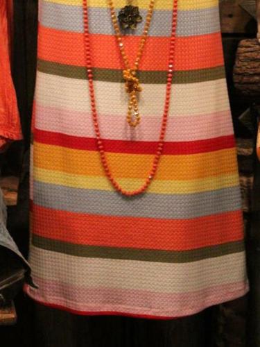 Rainbow stripes Shift Frill Sleeve Dresses