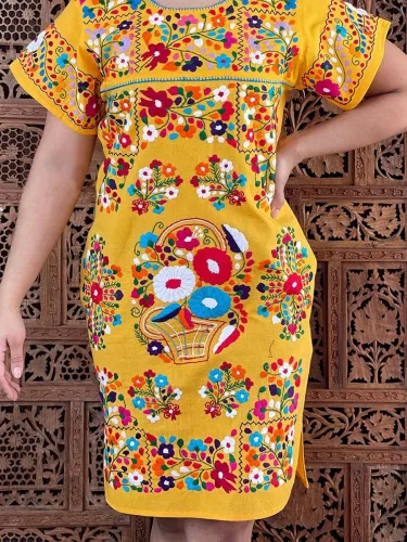 Short Sleeve Floral-Print Tribal Vintage Dresses