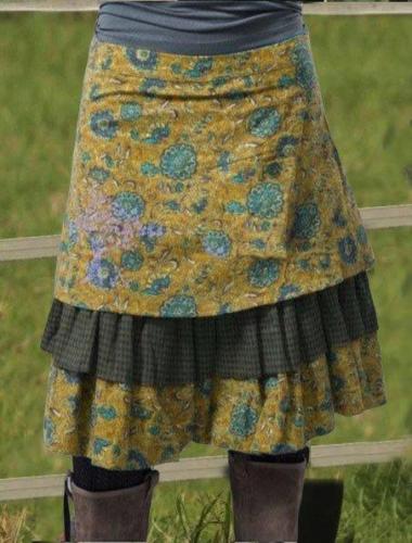 Cotton-Blend Floral Plus Size Skirts