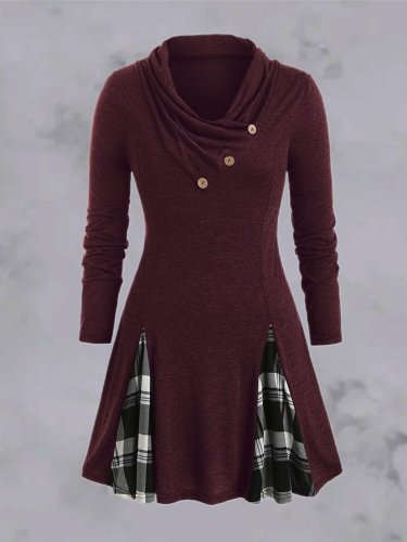 Red Paneled Vintage A-Line Cotton Dresses