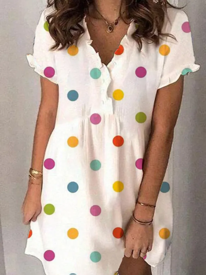 Casual Polka dot short sleeved dress