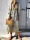 V-Neck Women Dresses Daytime Boho Paneled Dresses