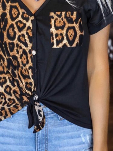 Short Sleeve Leopard Shirts & Tops