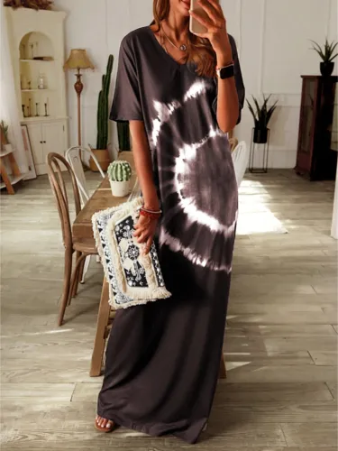 Ombre/tie-Dye Short Sleeve Dresses