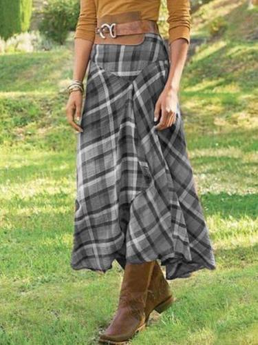 Checkered/plaid Casual Cotton-Blend Skirts