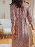 Red Cotton-Blend Casual Dresses