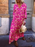 Casual 3/4 Sleeve Cotton-Blend Dresses