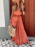 Casual Retro Holiday Strapless V-Neck Long Dress