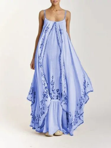 Bohemian embroidered suspender dress