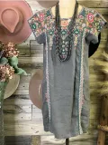Boho Crew Neck Shift Sweet Short Sleeve Dresses