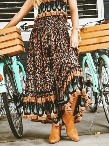 Boho Chiffon Floral-Print Vintage Skirts