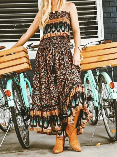 Boho Chiffon Floral-Print Vintage Skirts